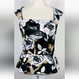 White House Black Market Satin Sleeveless Peplum Top in Black, Brown, Grey Sz 6